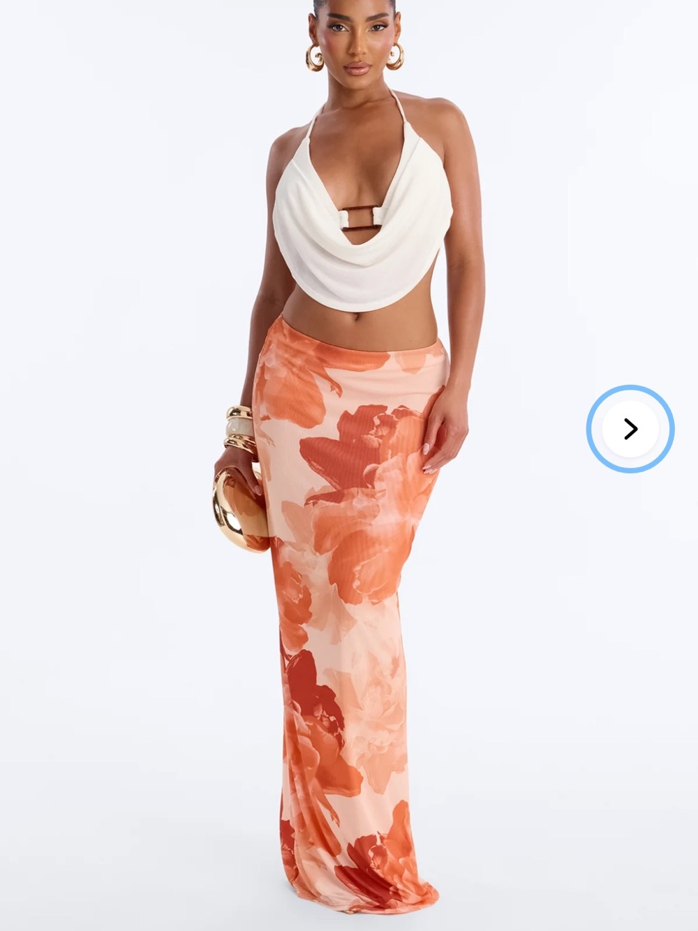 Fashion Nova Mesh Orange Maxi Skirt